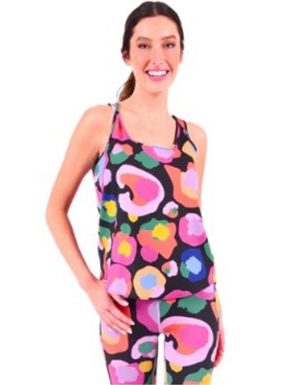 Emily McCarthy Athletic Boxy Tank in Multicolor Pop Cheetah Print Small EUC